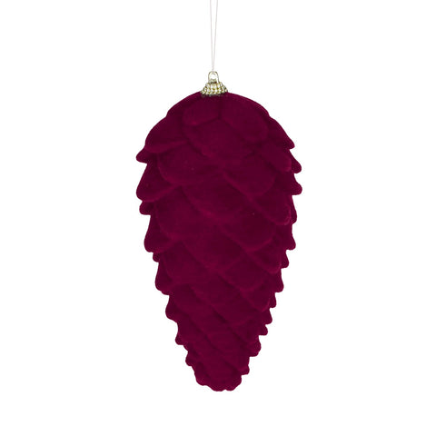 Pigna Decorativa Pendente Floccata Rosso Borgogna - Goodwill, 18cm