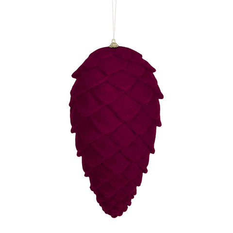 Pigna Decorativa Pendente Floccata Rosso Borgogna - Goodwill, 28cm