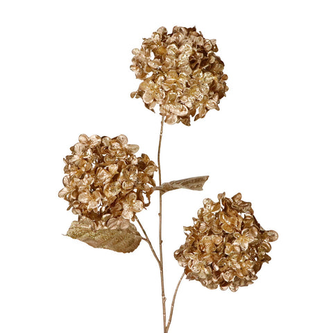 Ramo con 3 Ortensie Dorate - Goodwill, 88cm