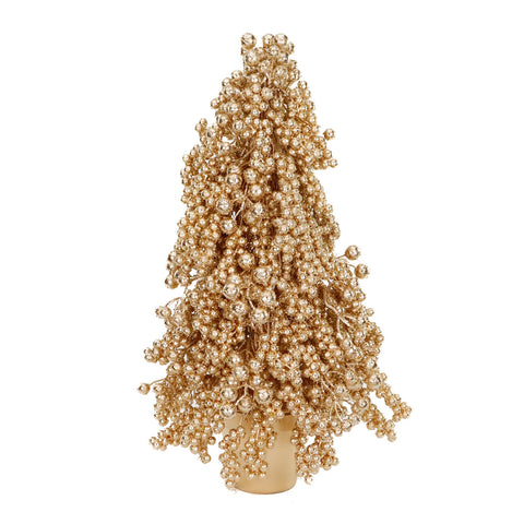 Alberello Decorativo con Bacche Glitterate in Vaso Oro - Goodwill, 53cm