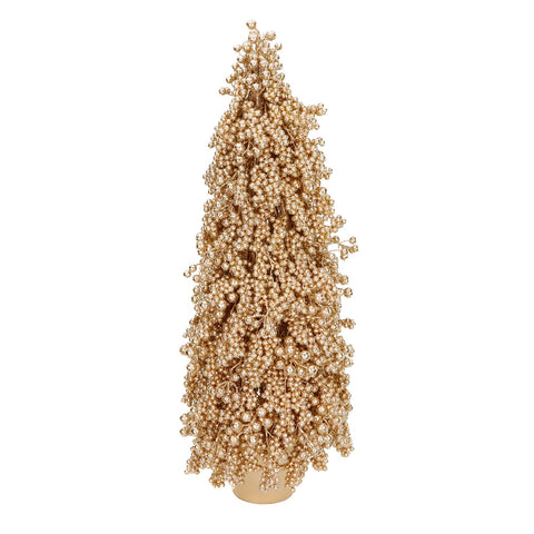 Alberello Decorativo con Bacche Glitterate in Vaso Oro - Goodwill, 91cm