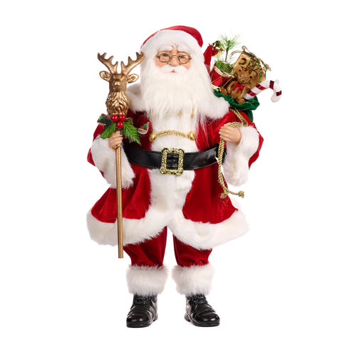 Resin Santa Claus with scepter and ornaments H48 cm