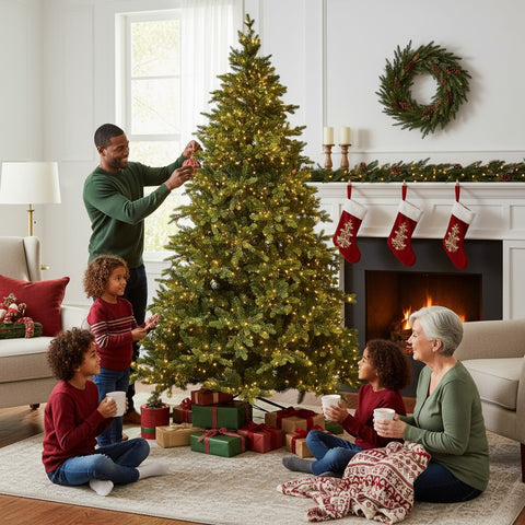 Albero di Natale Verde con Luci LED – PE+PVC Real Touch H.180/210/240 cm