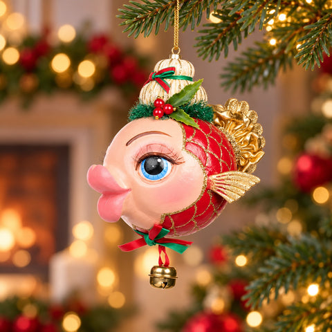 Addobbo Natalizio Pesce Palla Santa Baby Babbo e Mamma Natale – Goodwill, 16,5cm