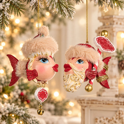 Goodwill - Adorno "Pez Papá Noel/Señora Claus del Polo Norte" – 12,5 cm – 2 variantes