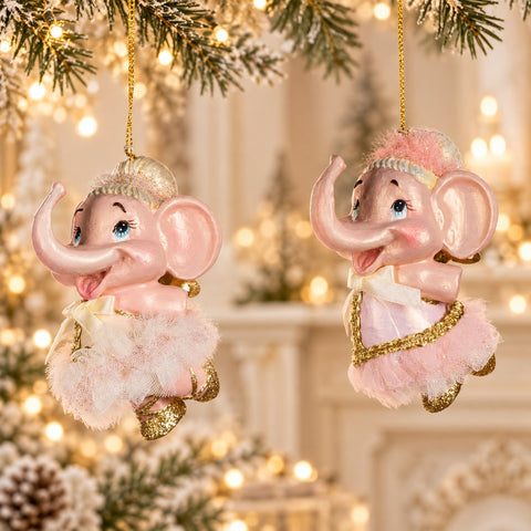 Adorno navideño de elefante bailarina de Goodwill de 12 cm con tutú y purpurina