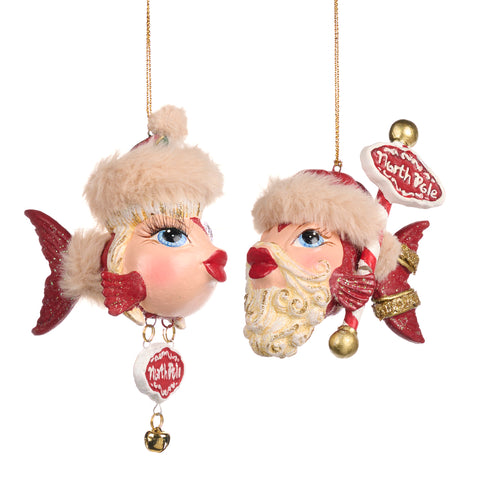 Christmas Decoration "Christmas Fish with Hat" 13cm