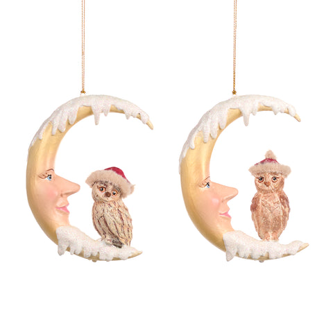 Christmas Decoration "Owl on Moon" 14cm