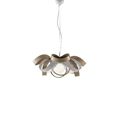Lampada a Sospensione Country Chic in Ferro Bianco e Tortora o Grigio – Bianco / Tortora