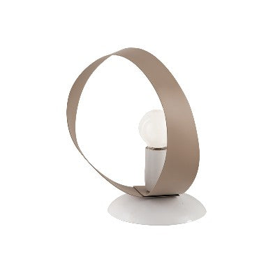 Lampada da Tavolo Country Chic in Ferro Bianco e Tortora o Grigio – Bianco / Tortora