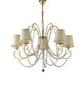 Lampadario Classico in Ferro Cromato o Dorato con o senza Paralumi – Oro Lucido – 5 luci – Con paralumi