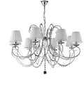 Lampadario Classico in Ferro Cromato o Dorato con o senza Paralumi – Cromo Lucido – 8 luci – Con paralumi