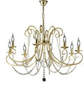 Lampadario Classico in Ferro Cromato o Dorato con o senza Paralumi – Oro Lucido – 8 luci – Senza paralumi