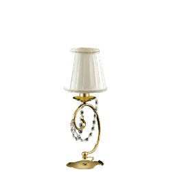 Lampada da Tavolo Classica in Ferro Cromato o Dorato con o senza Paralumi – Oro Lucido – Con paralumi