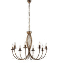 Lampadario Vintage in Ferro Avorio Decapé o Marrone e Oro – Marrone / Oro – 8 luci