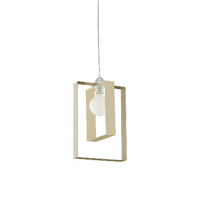 Lampada a Sospensione Country Chic in Ferro Bicolore – Avorio / Tortora
