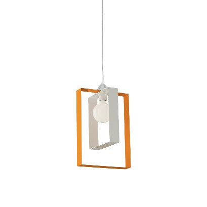Lampada a Sospensione Country Chic in Ferro Bicolore – Bianco / Arancio