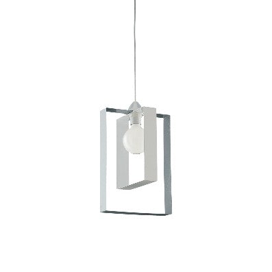 Lampada a Sospensione Country Chic in Ferro Bicolore – Bianco / Grigio