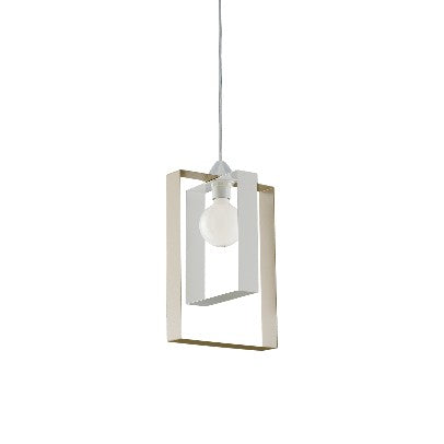 Lampada a Sospensione Country Chic in Ferro Bicolore – Bianco / Tortora