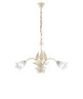 Lampadario Shabby Chic in Ferro Bianco e Argento o Avorio e Oro con Vetri Alabastro – Avorio / Oro – 3 luci