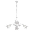 Lampadario Shabby Chic in Ferro Bianco e Argento o Avorio e Oro con Vetri Alabastro – Bianco / Argento – 3 luci