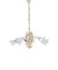 Lampadario Shabby Chic in Ferro Bianco e Argento o Avorio e Oro con Vetri Alabastro – Avorio / Oro – 5 luci