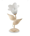 Lampada da Tavolo Shabby Chic in Ferro Bianco e Argento o Avorio e Oro con Vetri Alabastro – Avorio / Oro