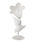 Lampada da Tavolo Shabby Chic in Ferro Bianco e Argento o Avorio e Oro con Vetri Alabastro – Bianco / Argento
