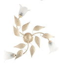 Plafoniera Shabby Chic in Ferro Bianco e Argento o Avorio e Oro con Vetri Alabastro – Avorio / Oro – 3 luci