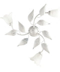 Plafoniera Shabby Chic in Ferro Bianco e Argento o Avorio e Oro con Vetri Alabastro – Bianco / Argento – 3 luci