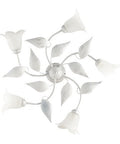 Plafoniera Shabby Chic in Ferro Bianco e Argento o Avorio e Oro con Vetri Alabastro – Bianco / Argento – 5 luci