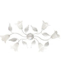 Plafoniera Shabby Chic in Ferro Bianco e Argento o Avorio e Oro con Vetri Alabastro – Bianco / Argento – 6 luci