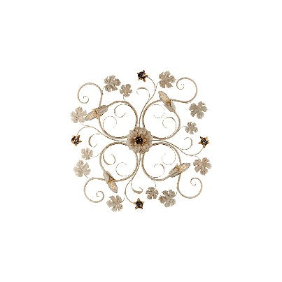 Plafoniera Vintage in Ferro Avorio o Marrone e Oro – Avorio / Oro – 4 luci