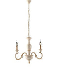 Lampadario Shabby Chic in Legno Bianco o Avorio e Foglia Oro – Avorio / Foglia oro – 3 luci