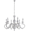 Lampadario Shabby Chic in Legno Bianco o Avorio e Foglia Oro – Bianco Shabby – 6 luci