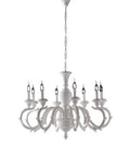 Lampadario Shabby Chic in Legno Bianco o Avorio e Foglia Oro – Bianco Shabby – 8 luci