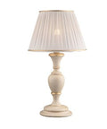 Lampada da Tavolo Shabby Chic in Legno Bianco o Avorio e Foglia Oro – Avorio / Foglia oro – Lume grande – 1 luce