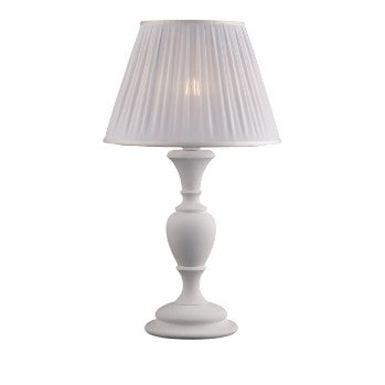 Lampada da Tavolo Shabby Chic in Legno Bianco o Avorio e Foglia Oro – Bianco Shabby – Lume grande – 1 luce
