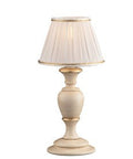 Lampada da Tavolo Shabby Chic in Legno Bianco o Avorio e Foglia Oro – Avorio / Foglia oro – Lumetto – 1 luce