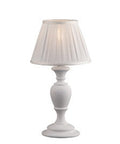Lampada da Tavolo Shabby Chic in Legno Bianco o Avorio e Foglia Oro – Bianco Shabby – Lumetto – 1 luce