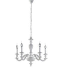 Lampadario Shabby Chic in Legno Bianco o Avorio e Foglia Oro – Bianco Shabby – 5 luci