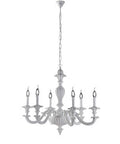 Lampadario Shabby Chic in Legno Bianco o Avorio e Foglia Oro – Bianco Shabby – 6 luci