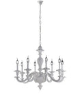 Lampadario Shabby Chic in Legno Bianco o Avorio e Foglia Oro – Bianco Shabby – 8 luci