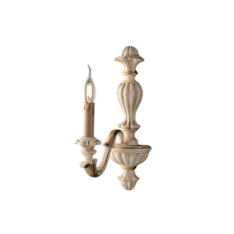 Applique Shabby Chic in Legno Bianco o Avorio e Foglia Oro – Avorio / Foglia oro – 1 luce