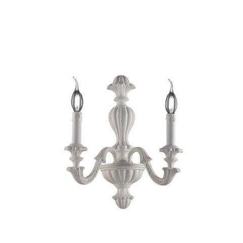 Applique Shabby Chic in Legno Bianco o Avorio e Foglia Oro – Bianco Shabby – 2 luci