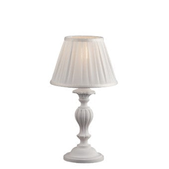 Lampada da Tavolo Shabby Chic in Legno Bianco o Avorio e Foglia Oro – Bianco Shabby – Lumetto – 1 luce