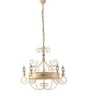 Lampadario Vintage in Ferro Nero Ruggine o Avorio Decapé – Avorio / Oro – 5 luci