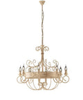 Lampadario Vintage in Ferro Nero Ruggine o Avorio Decapé – Avorio / Oro – 8 luci