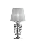 Lampada da Tavolo Classica in Ferro e Ottone Dorato o Cromato con Paralume – Cromo Lucido