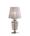 Lampada da Tavolo Classica in Ferro e Ottone Dorato o Cromato con Paralume – Oro Lucido